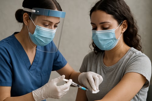 Nurse giving a shot during the pandemic